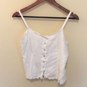 Vintage White Lace Button Down Tank Top